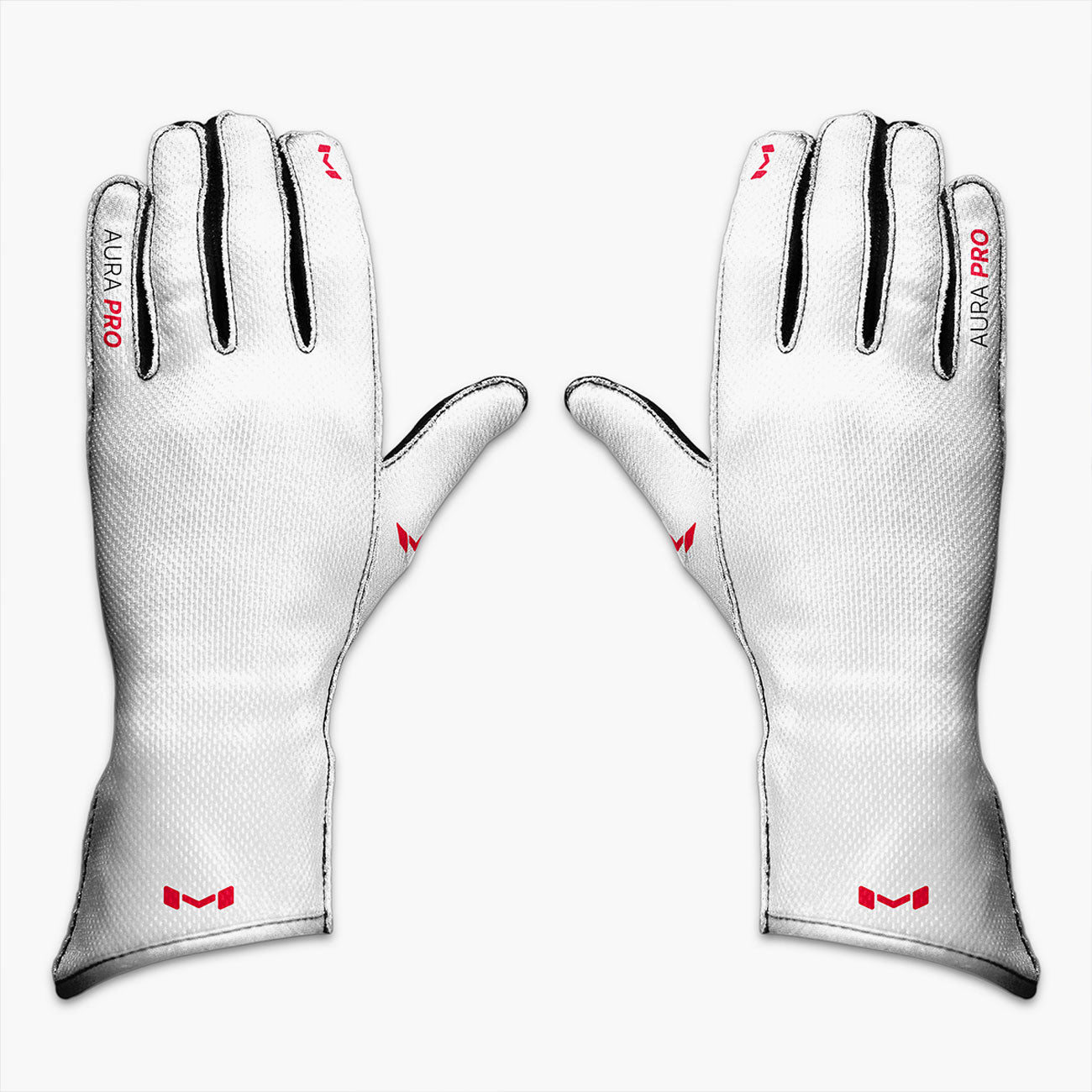 Moradness Aura Pro Arctic White Gloves | Sim Racing & Karting