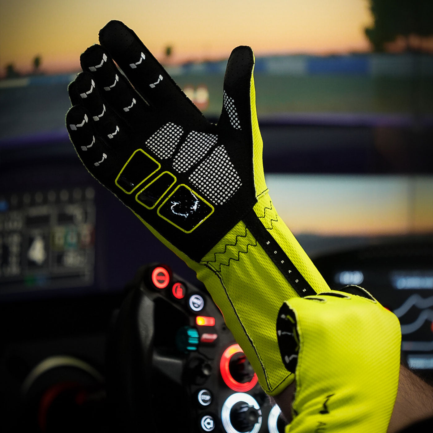 Moradness Aura Pro Volt Neon Gloves | Karting & Sim Racing