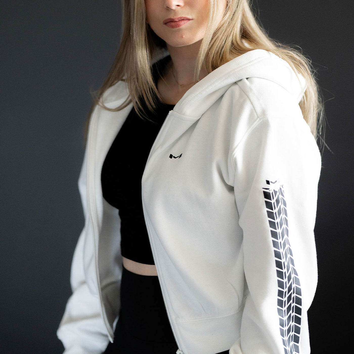 Tire Trax Cropped Zip-Up Hoodie