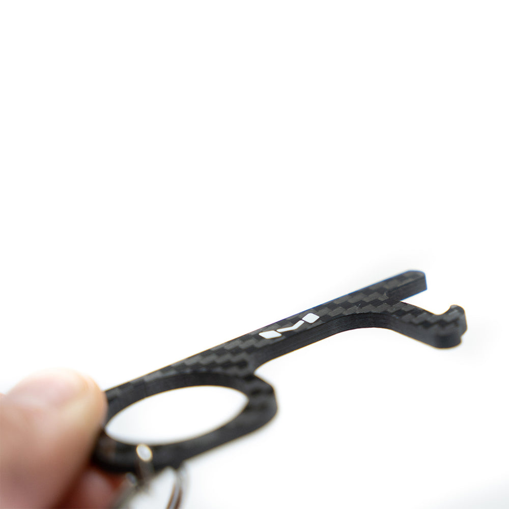 Real carbon fiber no-touch keychain and bottle opener