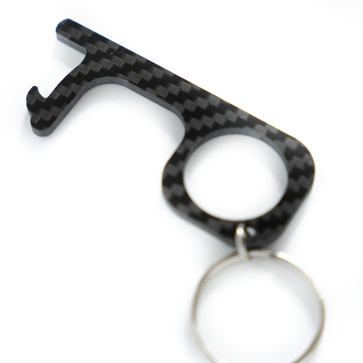 Real carbon fiber no-touch keychain and bottle opener